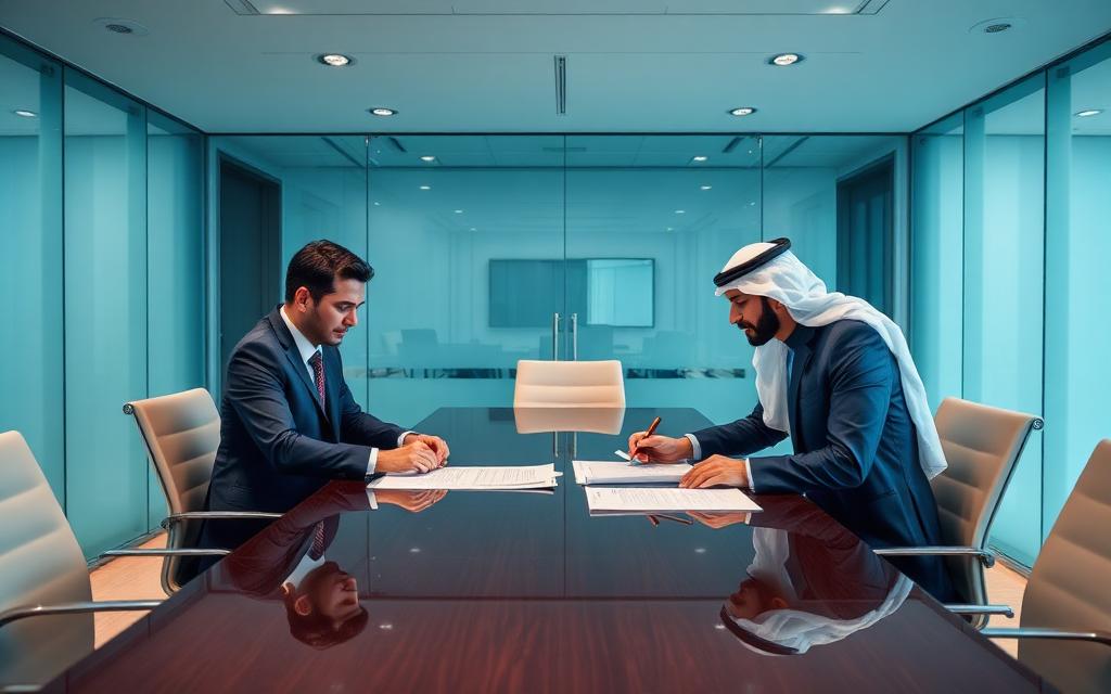 Illustration of a UAE Government & Semi-Government business environment where The Agency MENA field team runs B2B sales execution