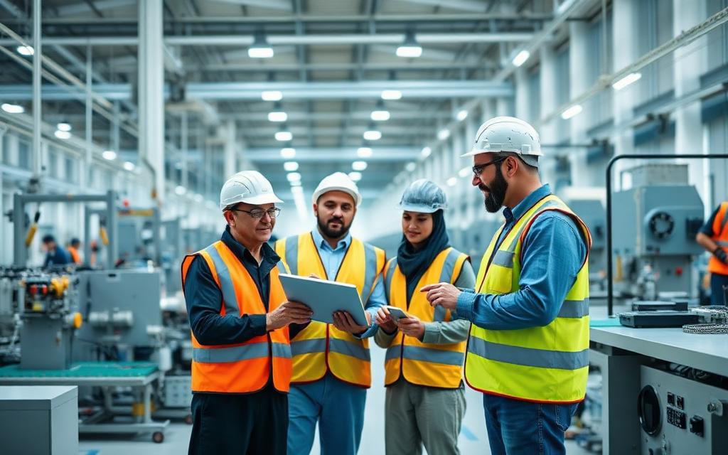 Illustration of a UAE Manufacturing business environment where The Agency MENA field team runs B2B sales execution